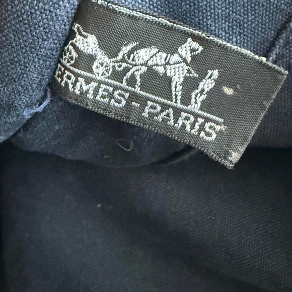 Hermes Paris navy and brown canvas tote bag - Picture 8 of 8
